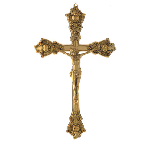 Kruzifix aus vergoldeten Messing 30cm 1