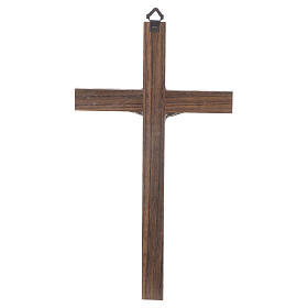 Crucifix in wood with Christ in silver metal 25cm
