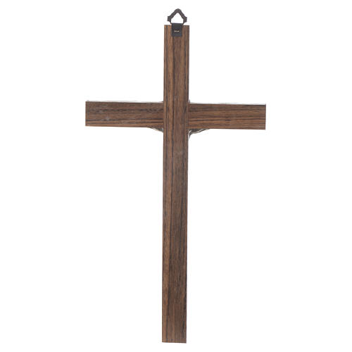 Cruz madeira Cristo metal prateado 25 cm 2