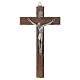 Croix bois Christ métal argenté 18 cm s1