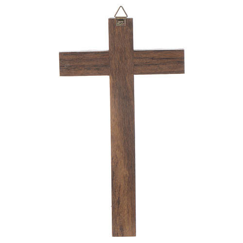 Croce legno Cristo metallo argentato 18 cm 2