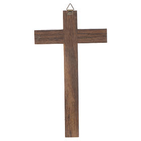 Crucifix in wood with Christ in silver metal 18cm