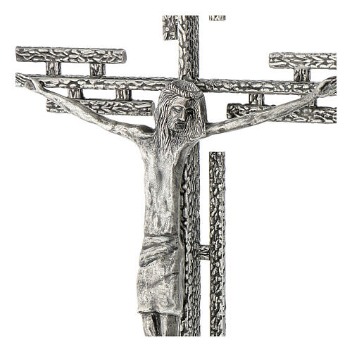 Crucifijo de metal plateado de pared h. 65 cm 4