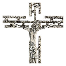 Crocifissi in metallo: Crocefisso in metallo argentato da parete h. 65 cm