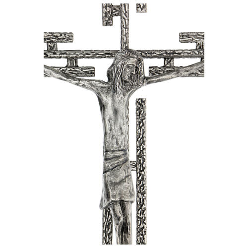 Crucifixo em metal prateado de parede h 65 cm 2
