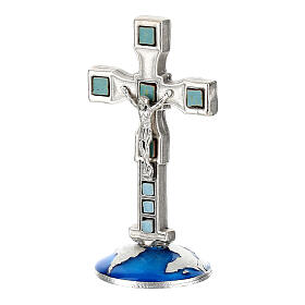 Kreuz mit Globus-Sockel aus Zamack, 8 cm