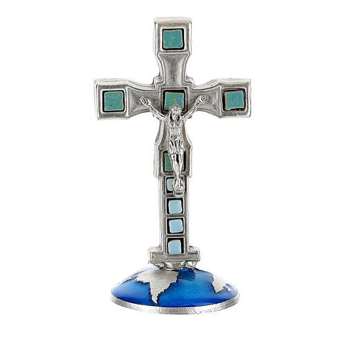 Kreuz mit Globus-Sockel aus Zamack, 8 cm 1