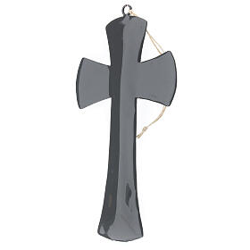Kreuz zum Aufhängen aus glänzend grauem Emaillack, 20 cm