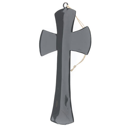 Kreuz zum Aufhängen aus glänzend grauem Emaillack, 20 cm 2