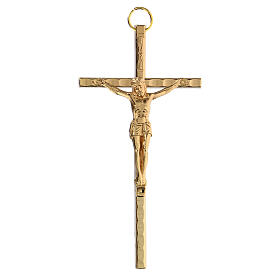 Golden metal crucifix classic style 11 cm