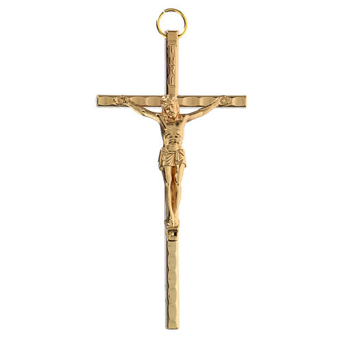 Golden metal crucifix classic style 11 cm 1