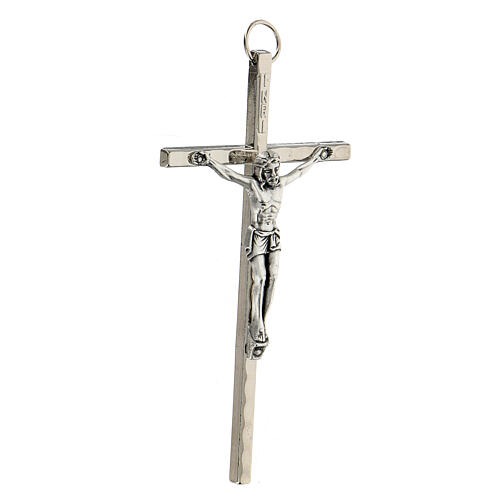 Traditionelles Kreuz aus versilbertem Metall, 11 cm 2