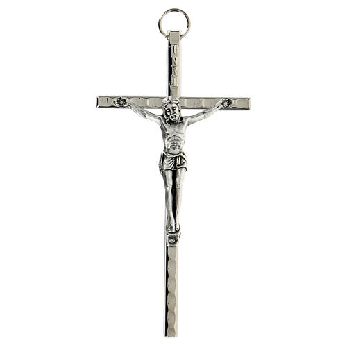 Traditional cross, silver-plated metal, 11 cm 1