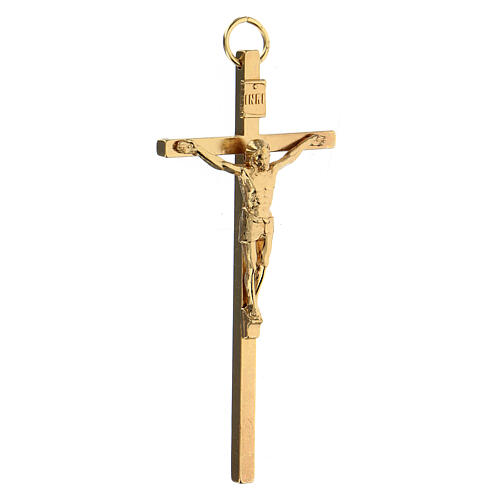 Traditional cross of gold plated metal 8 cm 3