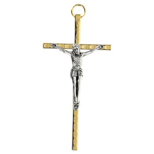 Bicoloured metallic crucifix 11 cm 1