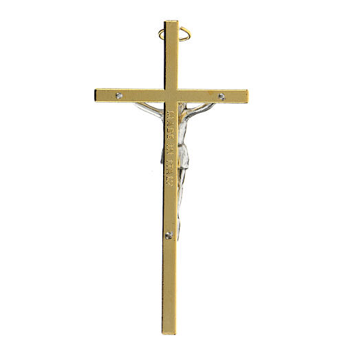 Bicoloured metallic crucifix 11 cm 3