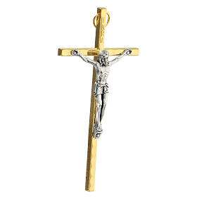 Croix dorée corps argenté métal 11 cm