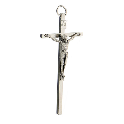Croce classica metallo argentato 8 cm  2