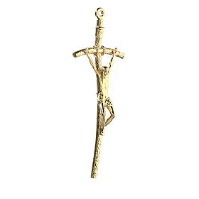 Crucifijo pastoral metal dorado 14 cm
