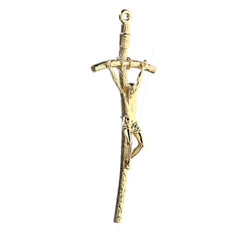 Crucifijo pastoral metal dorado 14 cm 2