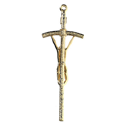 Crucifijo pastoral metal dorado 14 cm 3