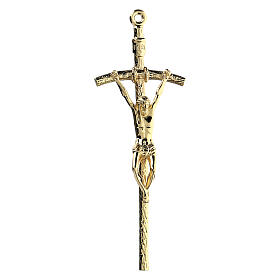 Crucifix pastoral métal doré 14 cm