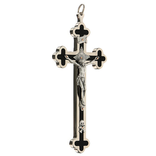 Trefoil brass crucifix for priests 14x6 cm 3