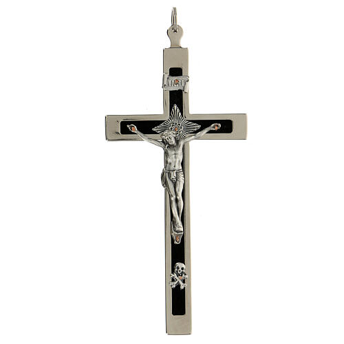 Croce per sacerdoti lineare ottone smaltato 14x6 cm  1