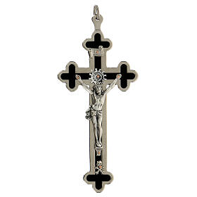 Dreilappiges Kruzifix fűr Priester aus emailliertem Messing, 11 x 5 cm