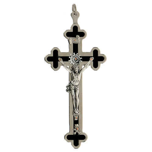 Dreilappiges Kruzifix fűr Priester aus emailliertem Messing, 11 x 5 cm 1