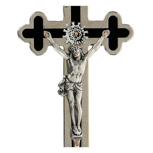 Dreilappiges Kruzifix fűr Priester aus emailliertem Messing, 11 x 5 cm 2