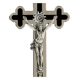 Budded crucifix for priests, enamelled brass, 11x5 cm
