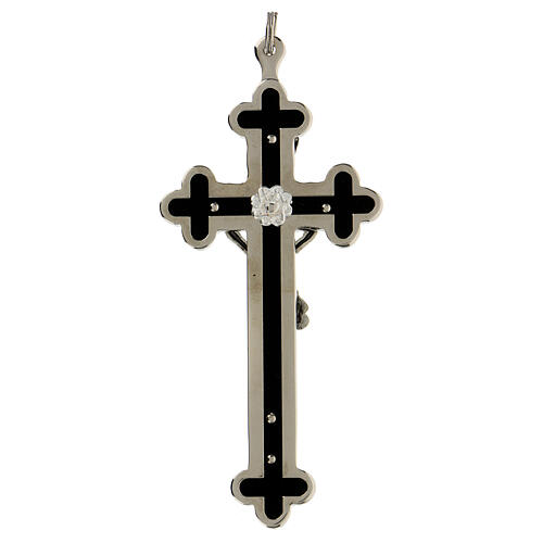 Crucifijo para sacerdotes trilobulado latón esmaltado 11x5 cm 4