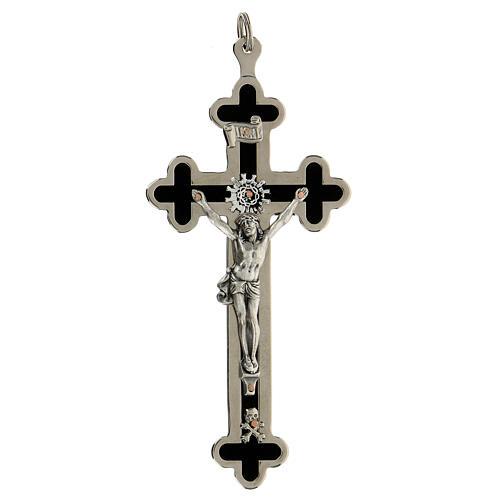 Crocifisso per sacerdoti trilobato ottone smaltato 11x5 cm 1