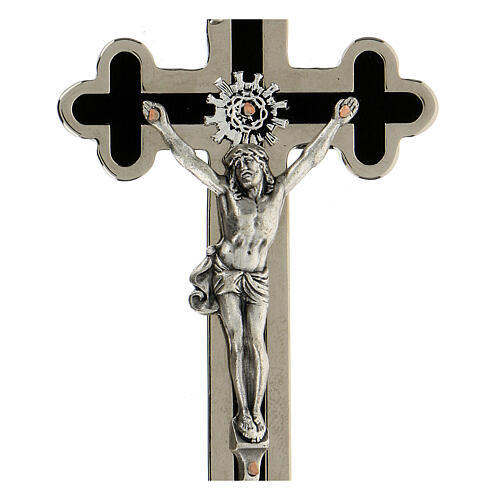 Crocifisso per sacerdoti trilobato ottone smaltato 11x5 cm 2