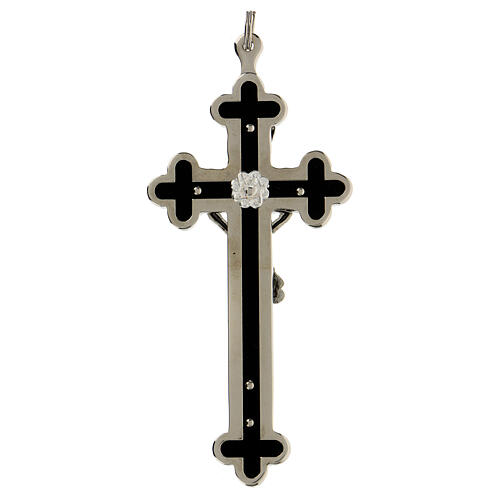 Crocifisso per sacerdoti trilobato ottone smaltato 11x5 cm 4