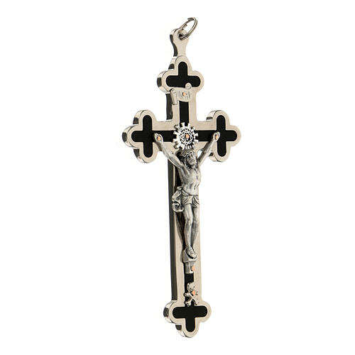 Trefoil crucifix for priests in enameled brass 11x5 cm 3