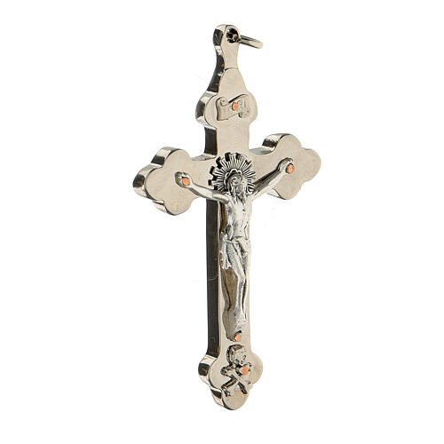Crucifijo para sacerdotes trilobulado latón 7x4 cm 2