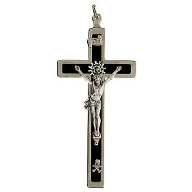 Latin crucifix for priests, enamelled brass, 11x5 cm