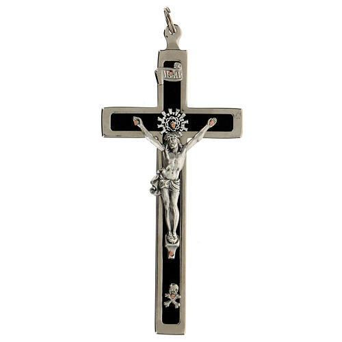 Latin crucifix for priests, enamelled brass, 11x5 cm 1