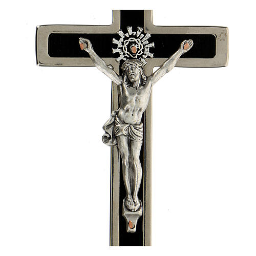 Latin crucifix for priests, enamelled brass, 11x5 cm 2