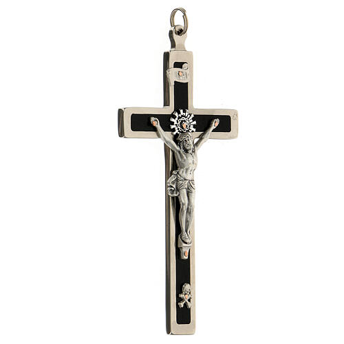 Latin crucifix for priests, enamelled brass, 11x5 cm 3