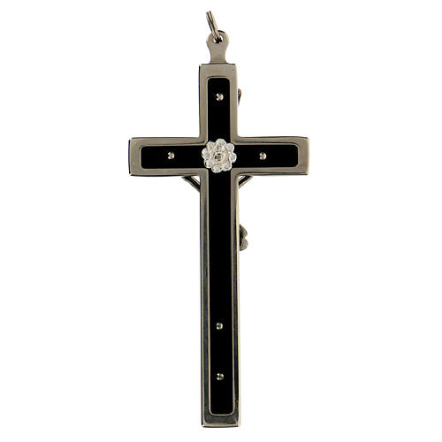 Latin crucifix for priests, enamelled brass, 11x5 cm 4