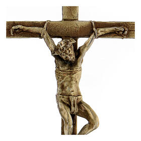 Kreuzweg-Kruzifix aus bronzierter Legierung mit Christuskőrper auf dem Leidensweg, 15 cm