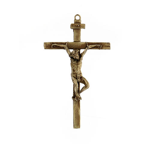 Kreuzweg-Kruzifix aus bronzierter Legierung mit Christuskőrper auf dem Leidensweg, 15 cm 1