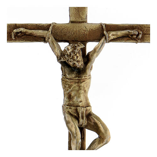 Kreuzweg-Kruzifix aus bronzierter Legierung mit Christuskőrper auf dem Leidensweg, 15 cm 2