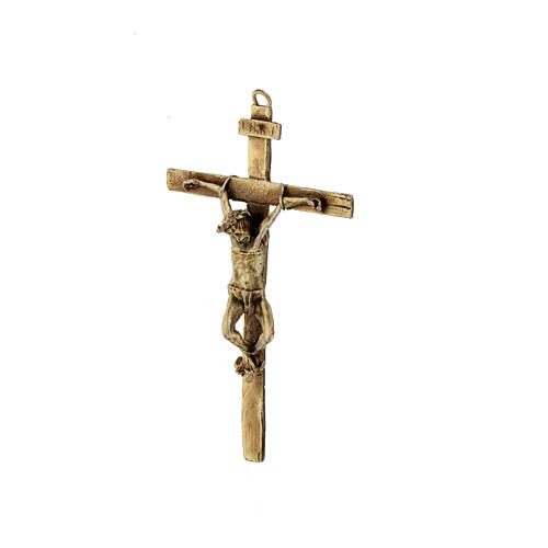 Kreuzweg-Kruzifix aus bronzierter Legierung mit Christuskőrper auf dem Leidensweg, 15 cm 3