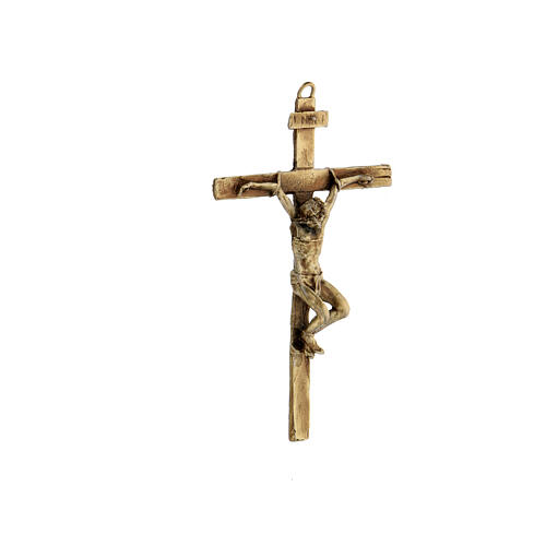 Kreuzweg-Kruzifix aus bronzierter Legierung mit Christuskőrper auf dem Leidensweg, 15 cm 4