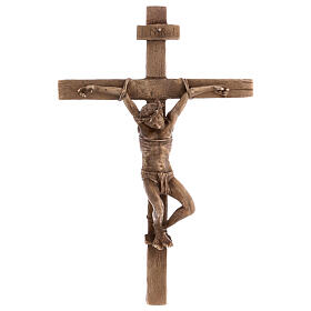 Crucifix Chemin de Croix bronze Christ forgé 35 cm