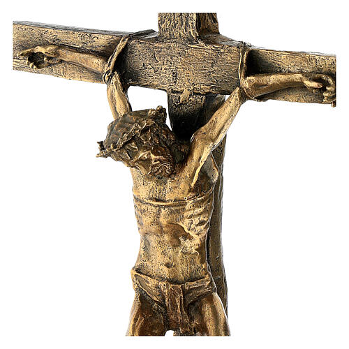 Bronze wall crucifix Way of the Cross with INRI plate 54 cm 4